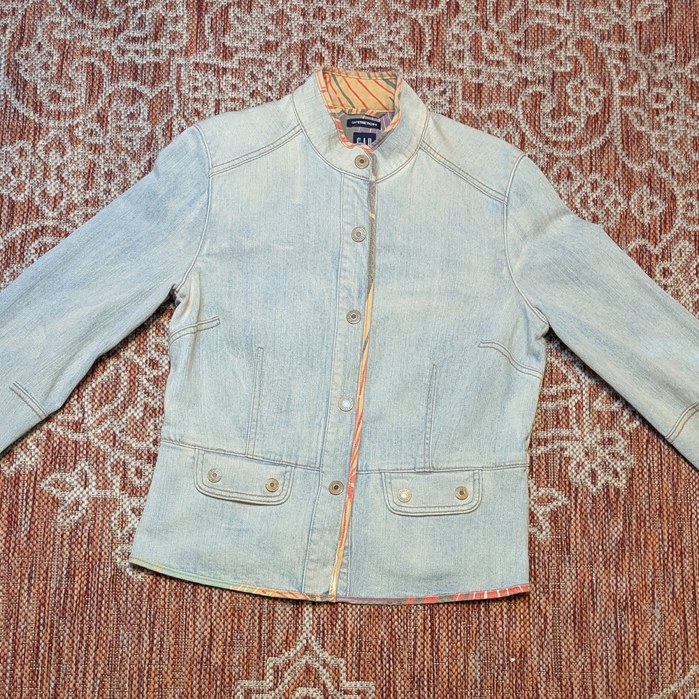 GAP Light Blue Denim Jacket with Button Accents - Picture 1 of 12